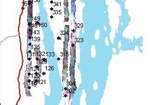 A map of the ocean with numbers on it.